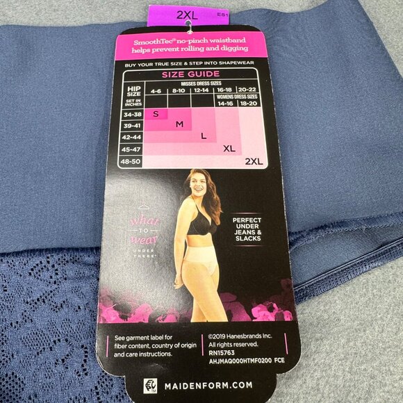Maidenform Womens Size 2XL Shaper Thong Firm Control Lace Navy Blue New - Picture 5 of 10